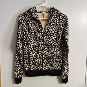 Juicy Couture Velour Leopard Hoodie Jacket Size XS